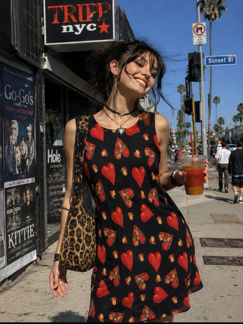 Bloomingdale's Black Dress with Red Heart Detail Size Large